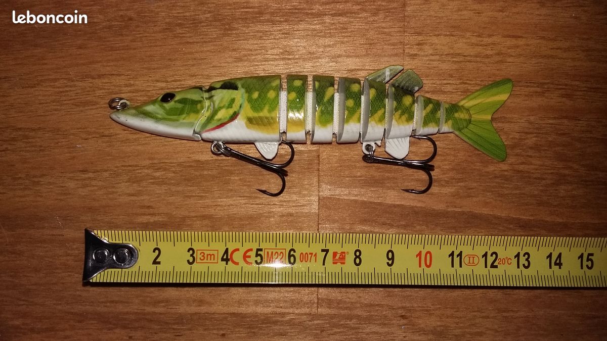 Ancien Leurre De Pêche Musqué Articulé En Bois 6 Pouces – Vintage