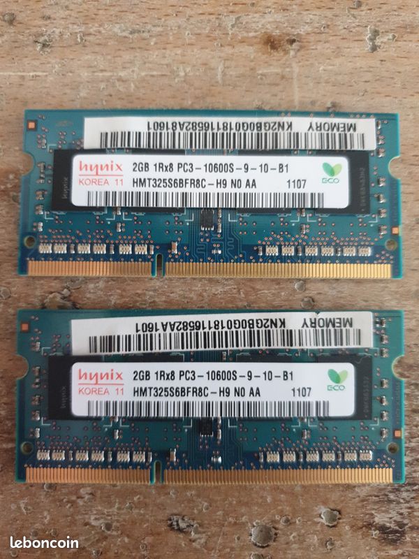 [RAM Portable] 4 Go (2x2 Go) DDR3 1333 MHz – Hynix PC3-10600S – Dell HP Lenovo Sony Vaio (image 1)