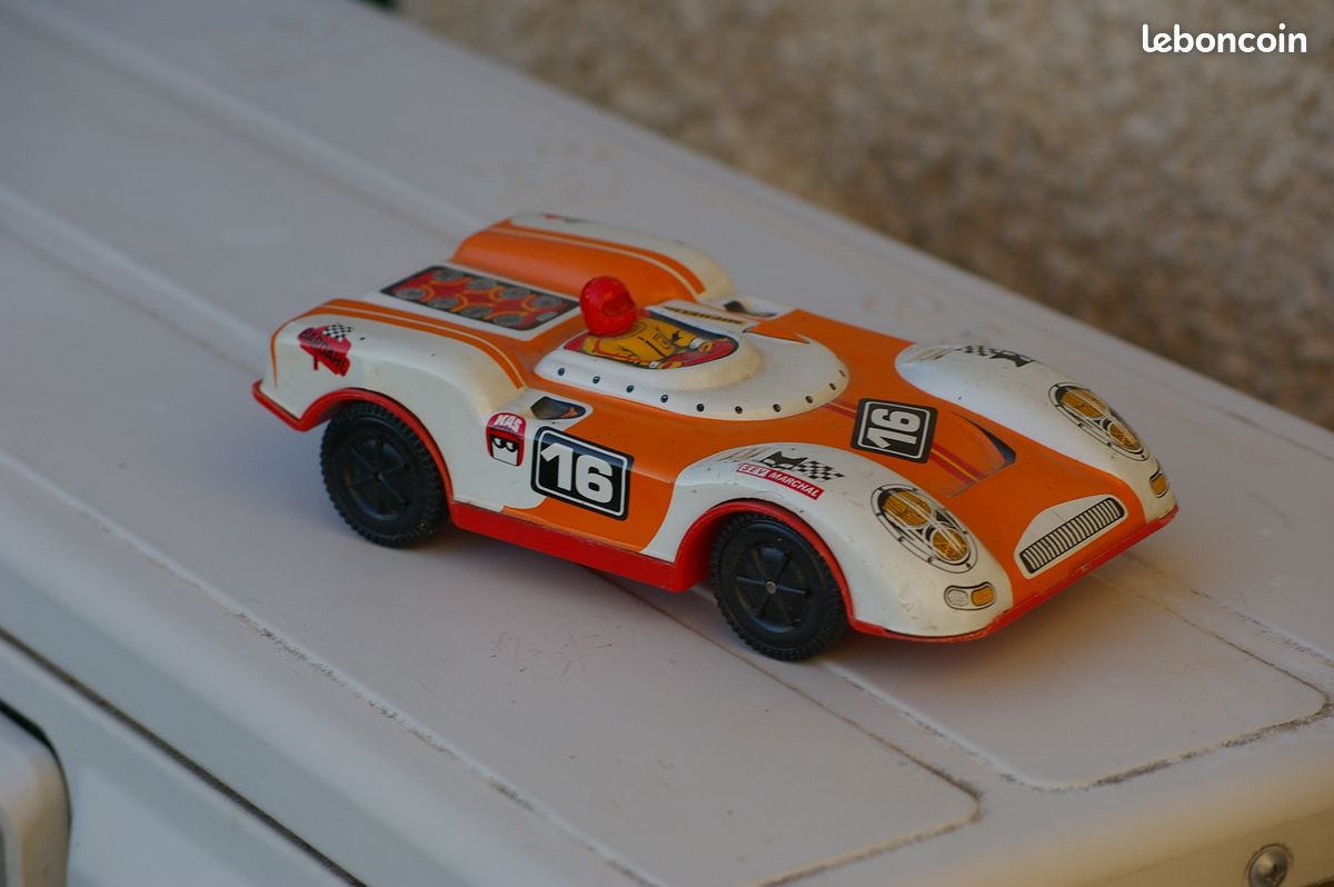 Deux Voitures Anciennes Penny Toys Tôle 12cm - Course, Coureur, Belle Patine