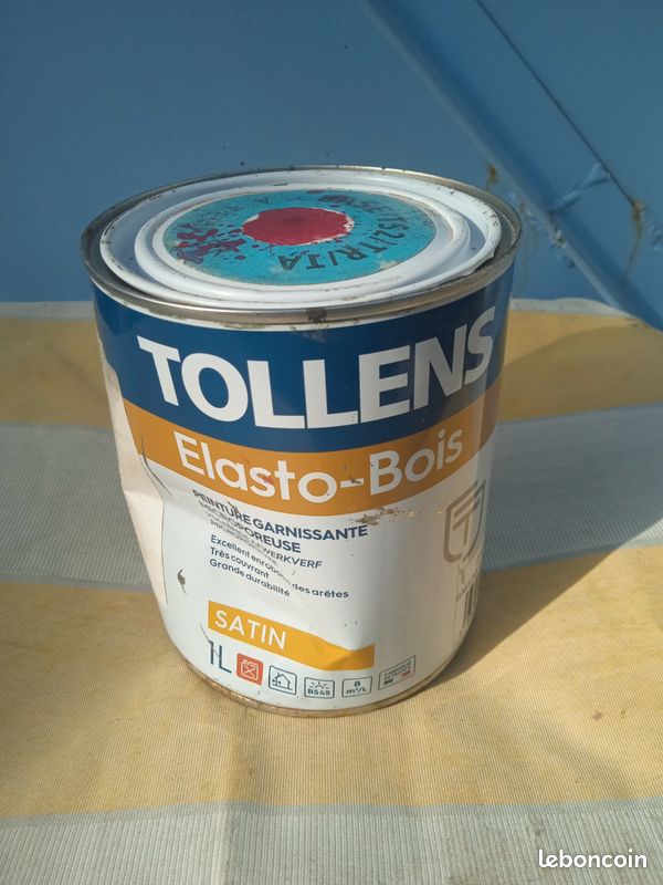 Vend pot de peinture rouge bordeaux satin de 1l pour le bois (image 1)