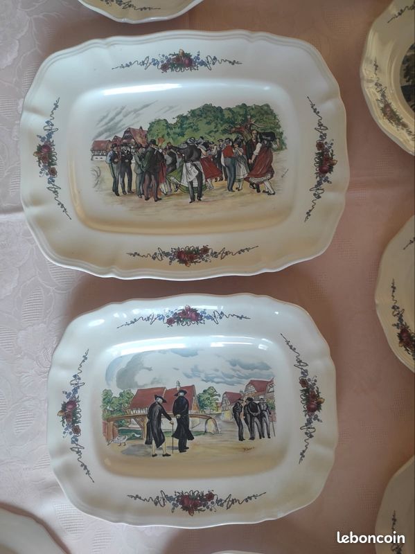 1940s ~ OBERNAI Alsace Henri Loux Scenes Sarreguemines Faienceries ~ – FRENCH VINTAGE TRÉSOR 1940s ~ OBERNAI Alsace Henri Loux Scenes Sarreguemines Faienceries ~ – FRENCH VINTAGE TRÉSOR