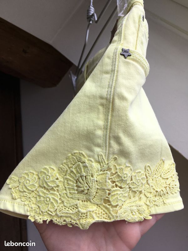 Short en jean jaune vif IKKS - T.12 ans - TBE (image 5)