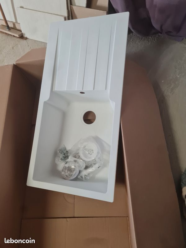 Evier cuisine en resine blanche (image 1)