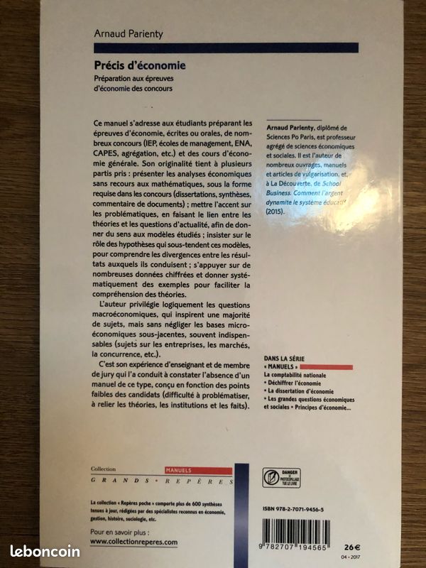 Arnaud PARIENTY, Précis d’économie (image 2)