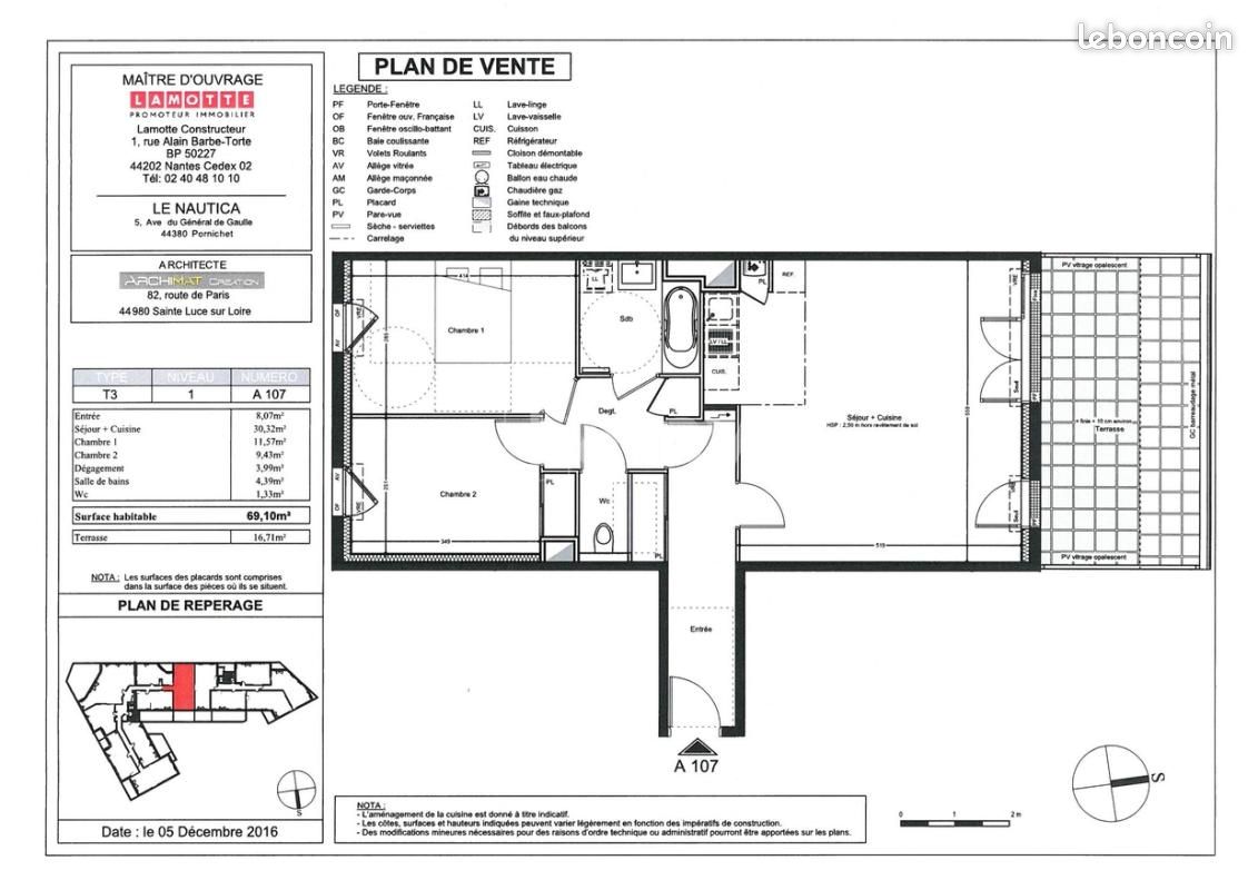 Appartement 3 pièces 69 m² · à Pornichet · 69 m² · 834 €