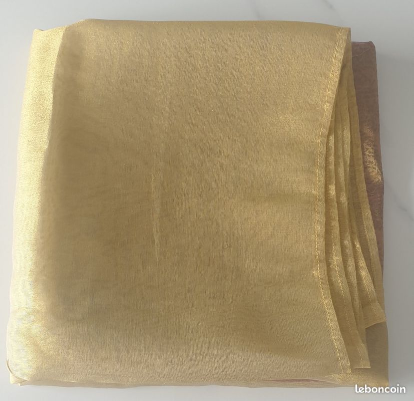Nappe festive 160x160 or et rose - Fibre métallique - Excellent état (image 5)
