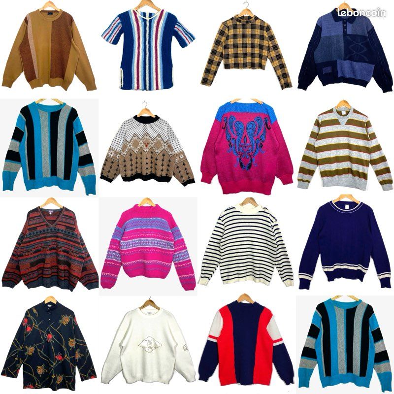 Lot De 15 Pulls Graphiques Vintage Années 80 - Taille M - Idéal Pour Revendeurs Ou Collection