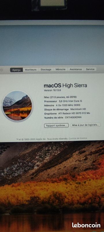 IMac 21,5 3.6ghz. 1T de 2010 (image 2)