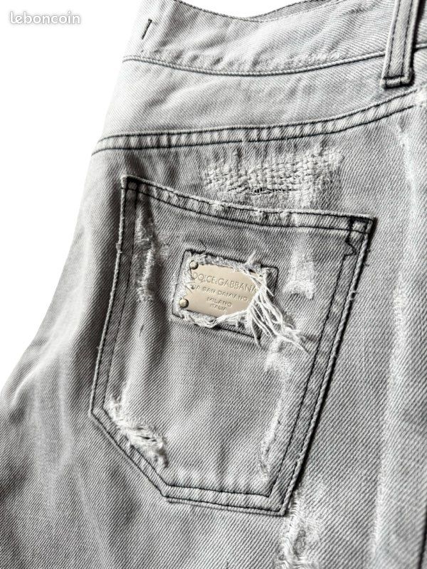 Jeans Dolce & Gabbana Homme - Brodé, Gris Charbon, Taille W30 Slim, Neuf Avec étiquette