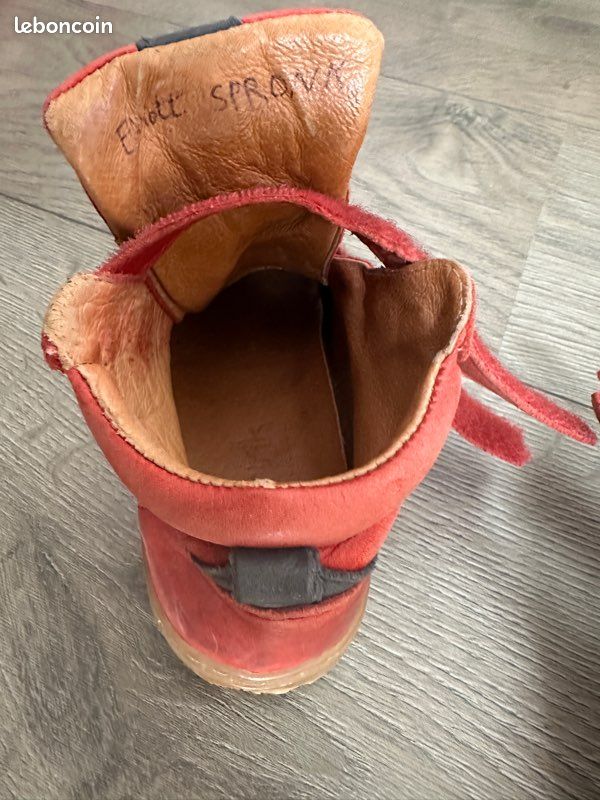 Chaussures montantes scratchs Norvik cuir rouge – 27 (image 15)