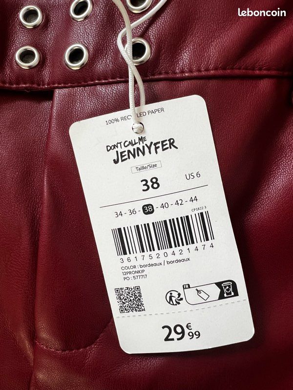 Pantalon simili cuir skaï rouge bordeaux Jennyfer 38 (image 3)