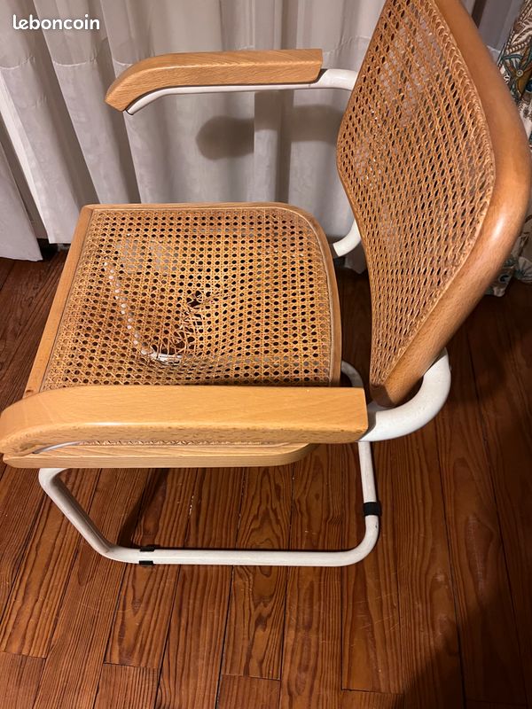 Chaise rétro en cannage/rotin avec accoudoir (image 3)