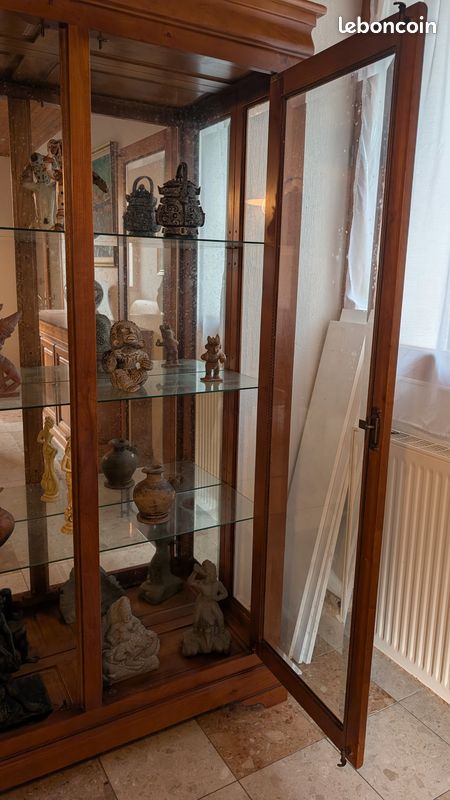 Armoire Meuble présentoir miroir bois style Louis Philippe (image 5)