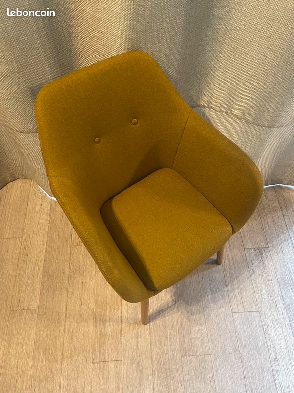 Chaise / Fauteuil de table vintage jaune olive (Maison Du Monde 139,00 ) (image 6)