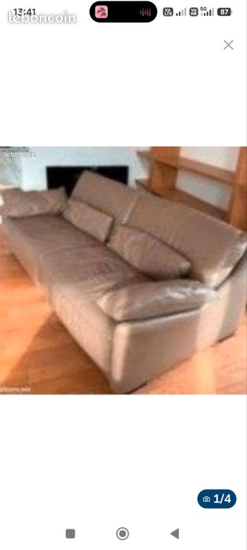 Canape 3 Places + 2 Fauteuils Cuir Roche Bobois Biarre 80190