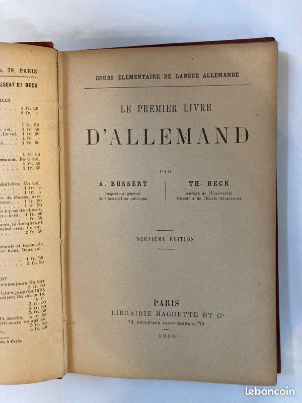 Le premier livre d’Allemand- Bossert et Beck - Ed Hachette 1906 (image 3)