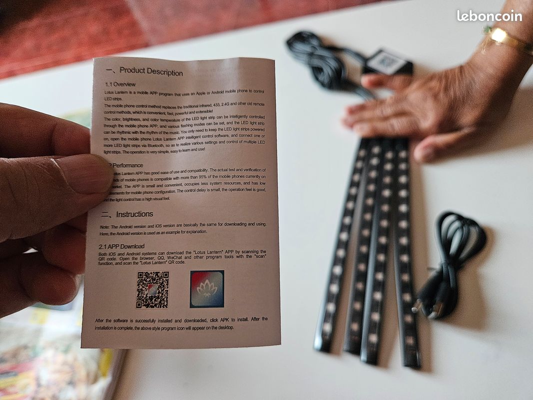Ensemble de 4 kits d'éclairage intérieur de voiture à LED AVEC APPLICATION SUR SMARTPHONE ) NEUF (image 3)