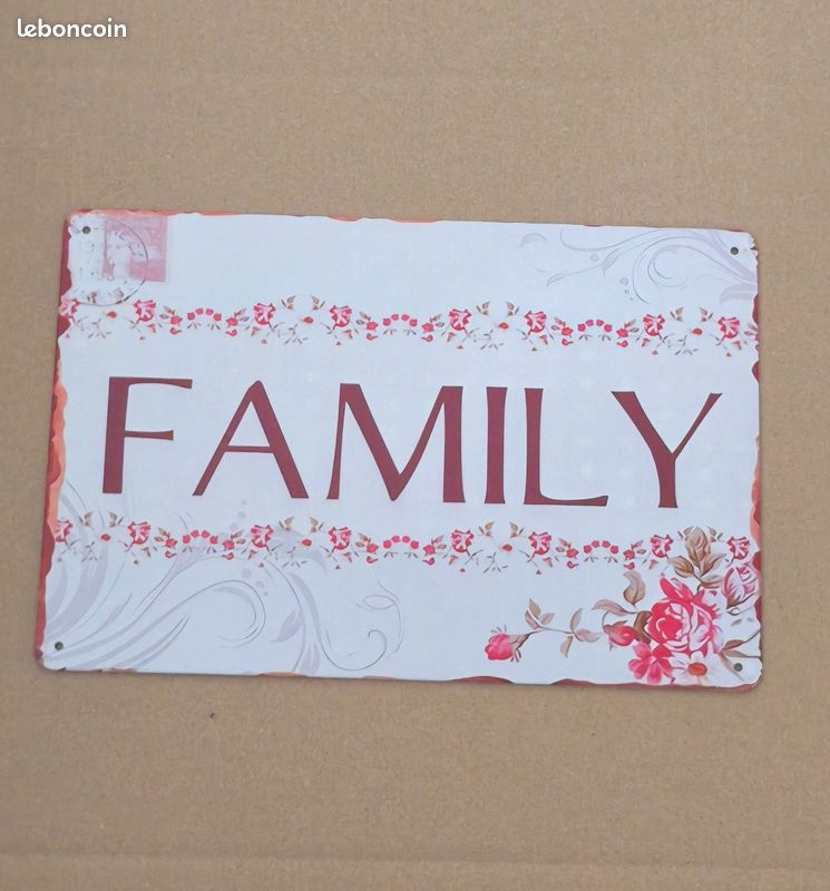 Plaque métallique déco murale style vintage Famille (image 1)