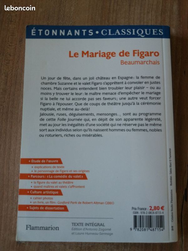 Livre Le mariage de Figaro de Beaumarchais (image 2)