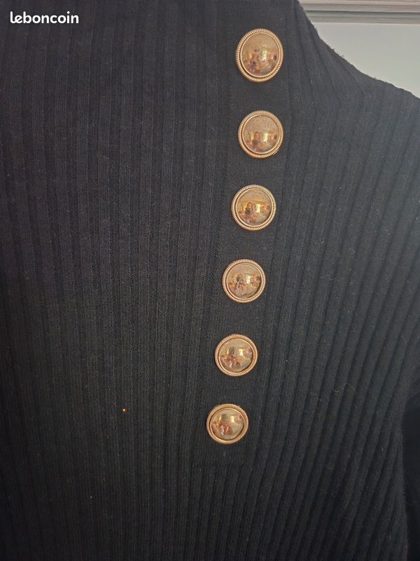 Pull noire manches bouffantes (image 5)