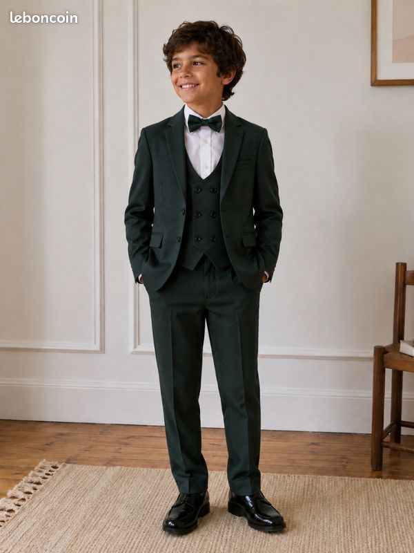 Costume vert garçon taille 10 ans complet neuf (image 1)