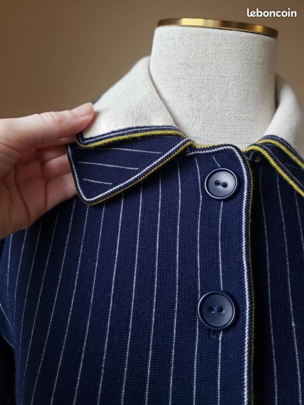 Veste Blazer Femme Vintage - Taille 38 - 80% Laine - Couleur Kaki - Occasion Très Bon État