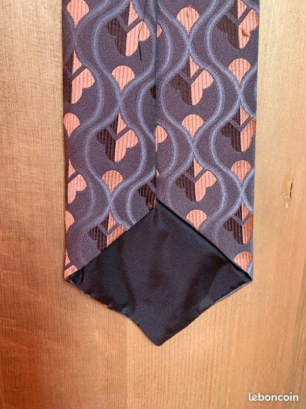 Cravate Vintage Tons Marron Et Rose - Tissu Rétro - Occasion