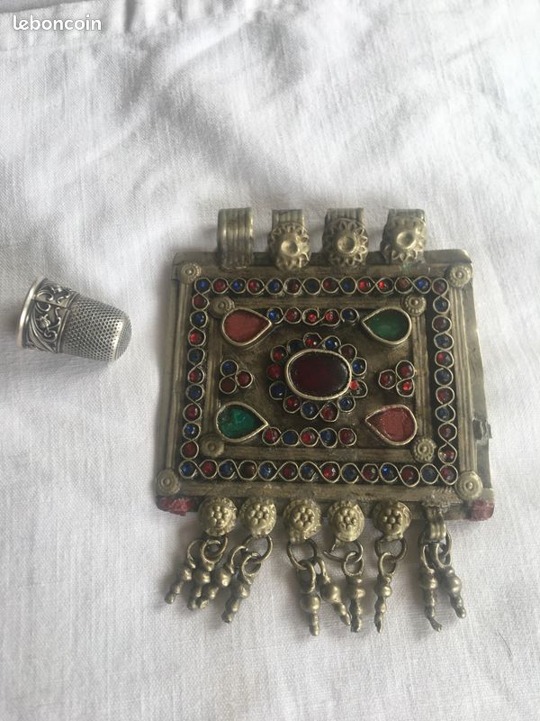 Collier Ethnique Kuchi Afghanistan - Pendentif Lapis-Lazuli - Bijou Artisanal Occasion