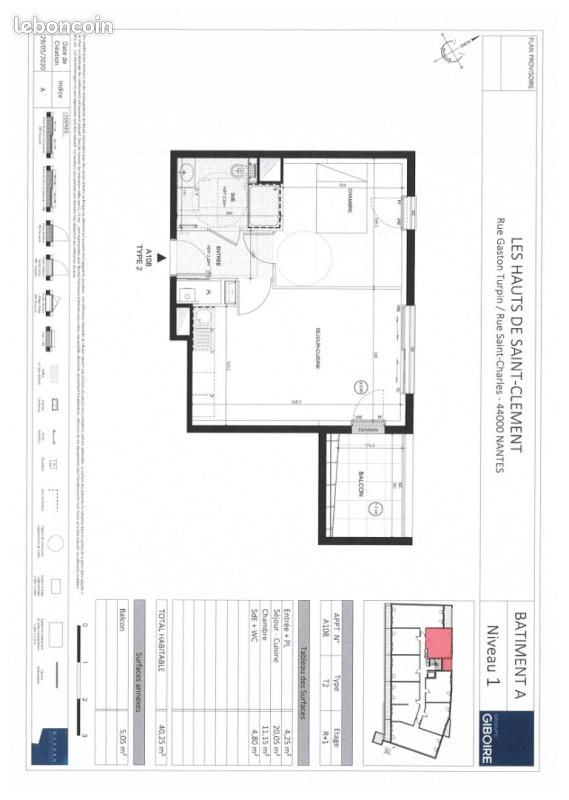 Appartement 2 pièces 40 m² · à Nantes · 40 m² · 550 €