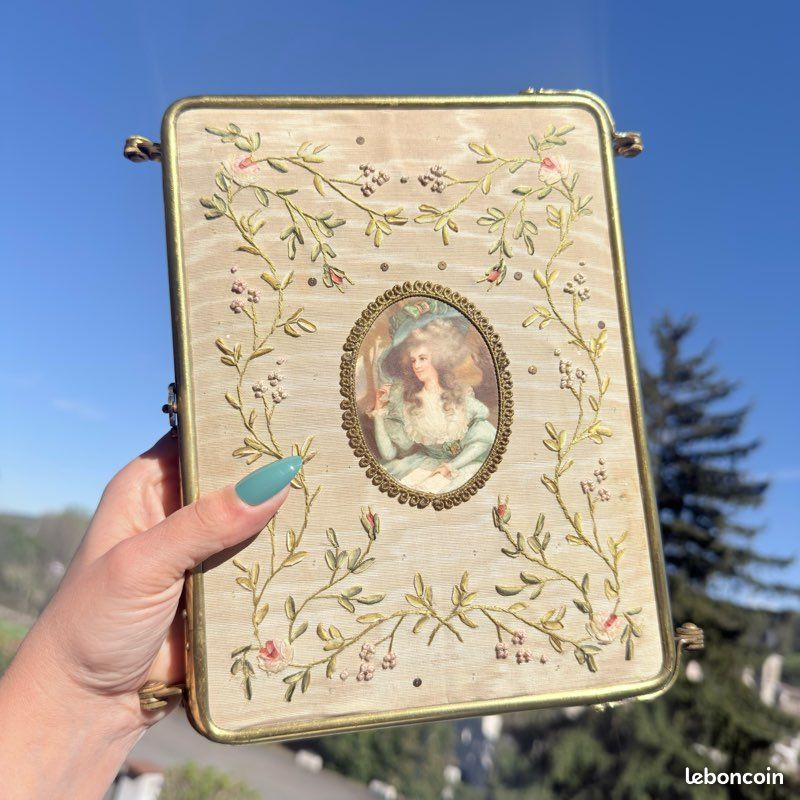 Petit Miroir Miniature De Poupée - Laiton Et Glace Biseautée - France