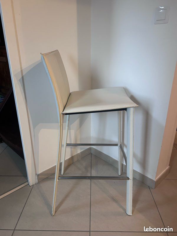 Tabouret de bar avec dossier – blanc et structure métal (image 7)