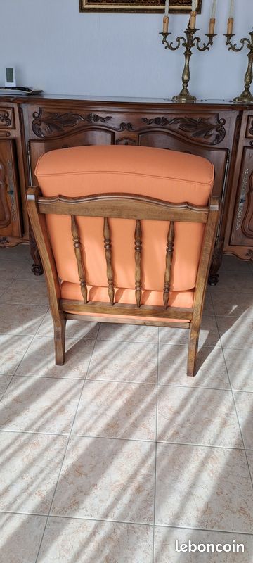 Vintage 3 fauteuils en noyer massif style provençal Louis XV (image 3)