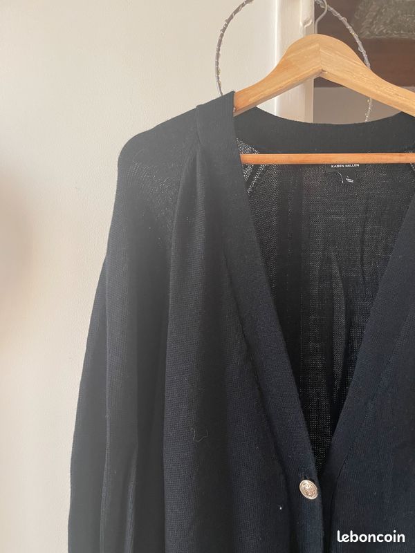 Gilet long noir Karen Millen L 30 laine (image 2)