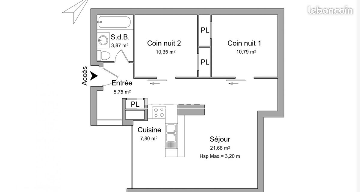 Appartement 3 pièces 63 m² · à Sceaux · 63 m² · 1 398 €