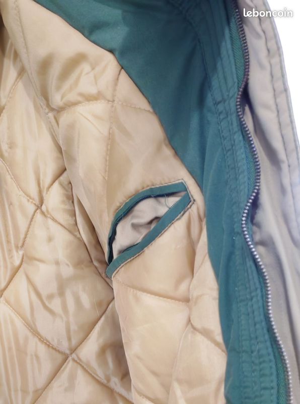 Manteau de ski vert matelassée vintage col doublé jaune, multiples poches taille L (image 11)