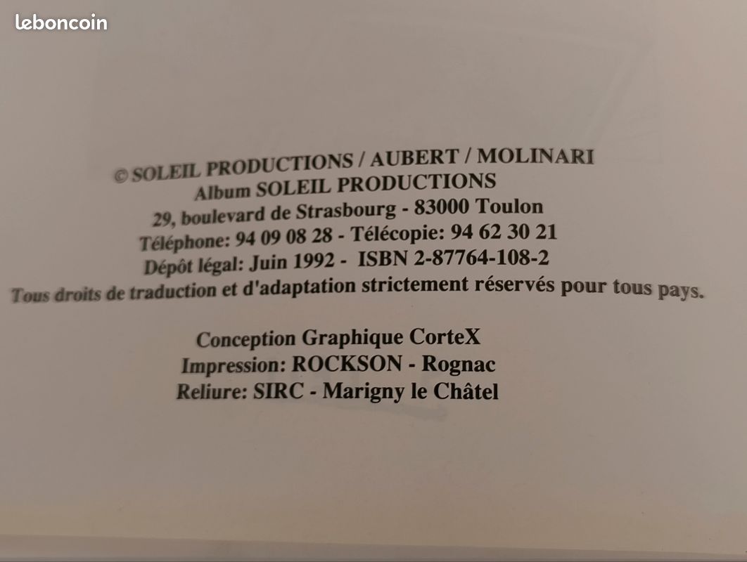 BD " Les Héritiers d'Orphée" Édition Originale 1992 (image 6)