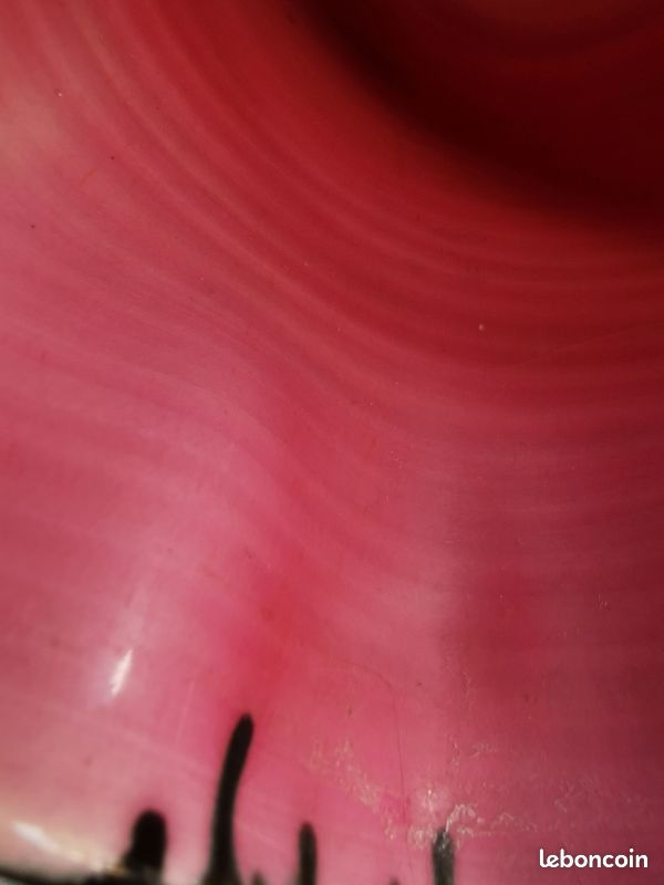 Vintage cache pot Vallauris style boudoir 50's faïence vernissé rose fushia & noir (image 16)