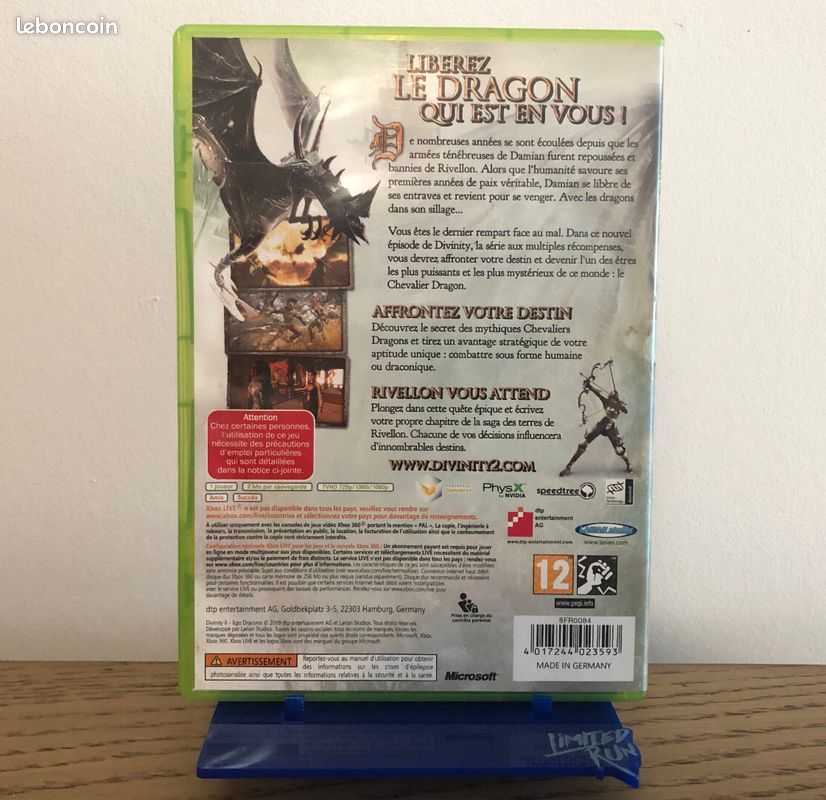 Jeu Divinity II: The Dragon Knight Saga - Xbox 360 - Version PAL FR - Complet (Boîte, Notice)