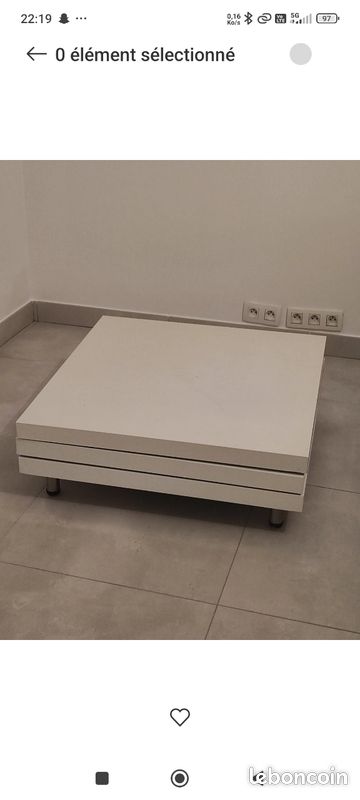 Table basse blanche laquée carré (image 4)