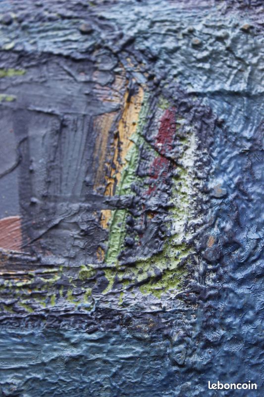Tableau Jean Besnard Huile Sur Panneau Abstraction Architecturale 1974 - Occasion Bon état