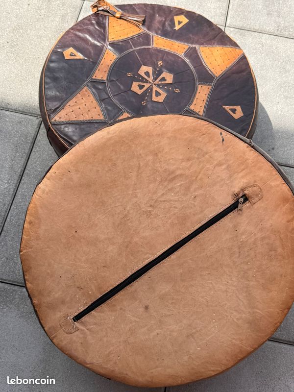 Lot de 2 poufs marocains en cuir (image 4)