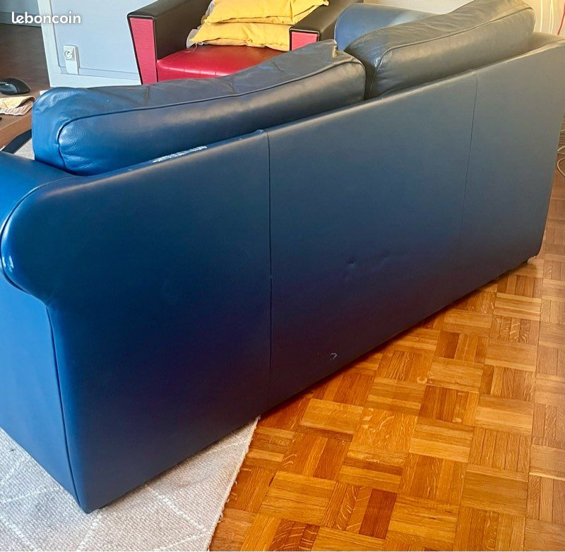 Urgent Canapé cuir bleu Roche Bobois (image 3)