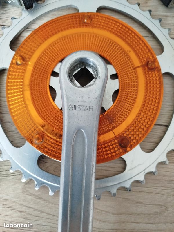 Mono pédalier SR en alu 46 dents. Vintage - Équipements vélos