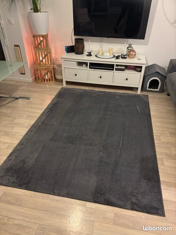 Tapis Poil Ras doux anthracite 160x220 (image 1)