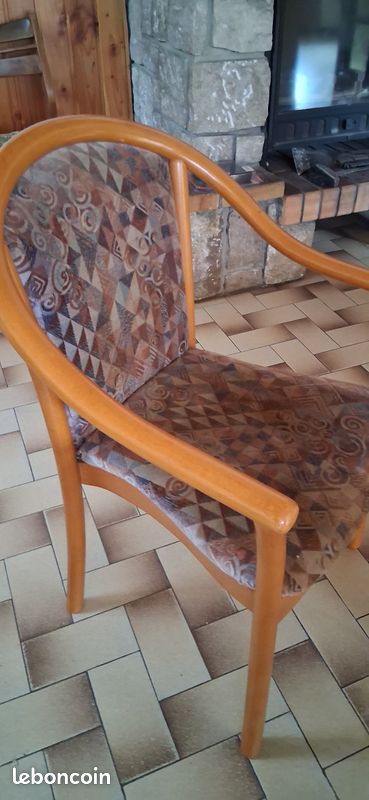 Chaises fauteuil vintage bois et velours (image 2)