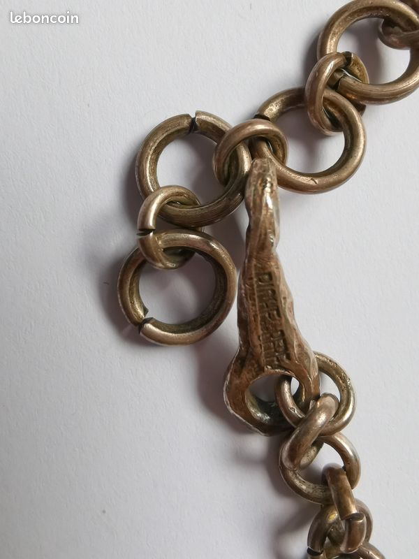 Collier Vintage Biche De Bère En Métal Argenté – Occasion, Ras Du Cou