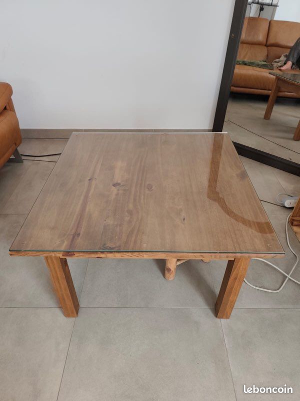 Table basse bois et verre (image 1)