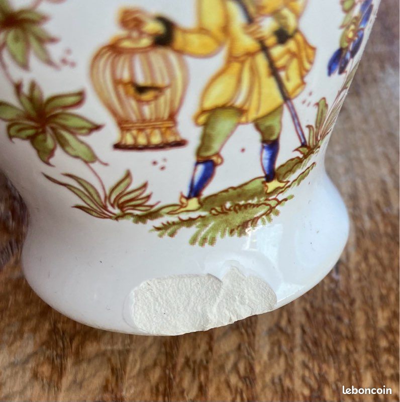 Service Sel Poivre vintage en faïence avec plateau bois décor champêtre rétro (image 6)