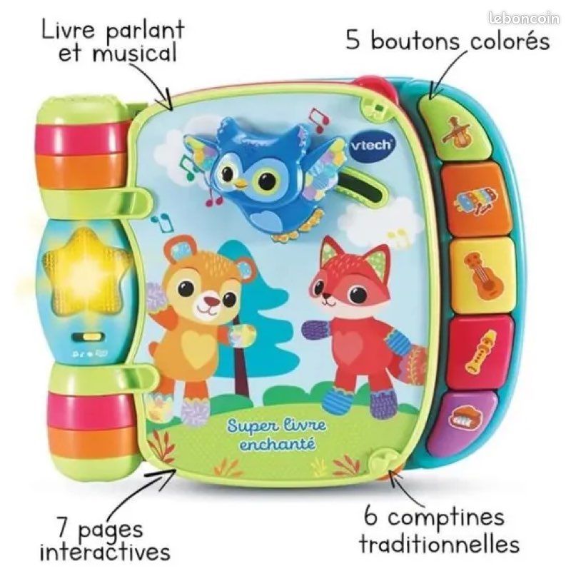 Vtech super livre enchanté des baby loulous 6-36 mois +50 chansons mélodies sons et phrases 6 comptines livre interactif parlant musical éducatif instruments de musique couleurs lot SOP77 (image 3)