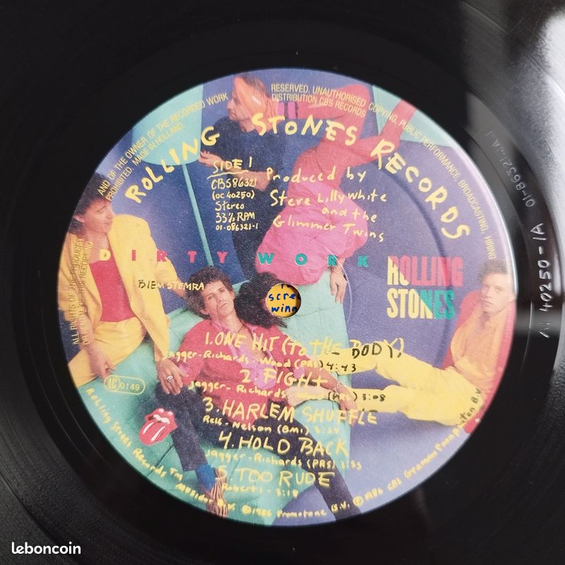 Rolling Stones LP Dirty Work (pressage 1986) Disque vinyl original 33t (image 4)